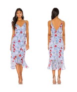 BARDOT Elle Floral Georgette Midi Dress faux wrap ruffle US size 8 cocktail - $113.39 CAD