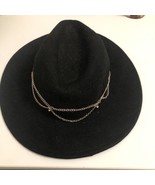 Rope Chain Trimmed Black Felt Fedora Hat - £6.22 GBP