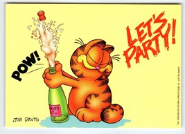 Garfield Let&#39;s Party Cat Champagne Bottle Postcard Jim Davis Orange Tabby 1978 - £5.77 GBP