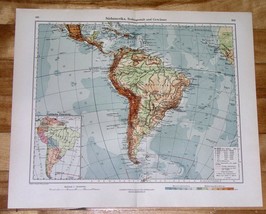 1928 Vintage Map Of South America Argentina Ecuador Colombia Venezuela Brazil - £14.33 GBP