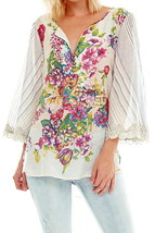 Aratta Peony Bell Sleeve Top Large 10 12 Colorful Blouse Gauzy Bell Sleeves NWT - £69.12 GBP