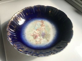 Vintage Bavaria Madonna Bowl Cobalt Blue 22K Gold - £20.97 GBP