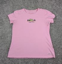 Life is Good Shirt Womens Medium Pink Happy Trails Tee Short Sleeve Baby... - £6.56 GBP