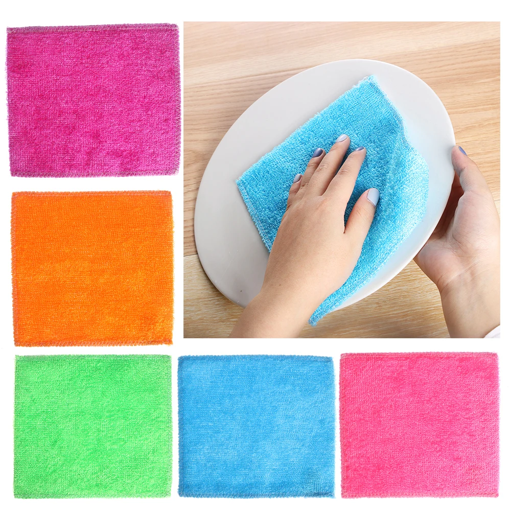 House Home 1PC Anti-grease Dish Cloth Bamboo Fiber Washing Towel Scouring Pad A  - £19.98 GBP