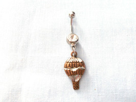 Hot Air Balloon Pewter and Copper Engraved Design on 14g Clear CZ Belly Ring - £7.96 GBP