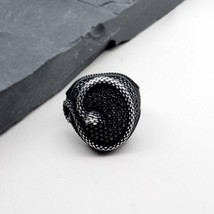 925 Sterling Silver Oxidized Snake Design Black CZ Men&#39;s finger ring - £62.80 GBP