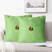 HIG 2 PCS Farmhouse Textured Throw Pillow Covers with Coconut Button - £13.43 GBP
