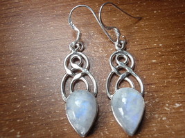 Blue Moonstone Infinity Teardrop 925 Sterling Silver Dangle Earrings u420n - £12.22 GBP