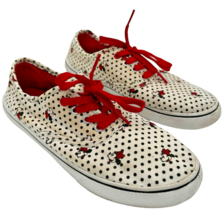 Disney Minnie Mouse White &amp; Black Polka Dot Print Red/Gold Sparkly Lace ... - $191.42 MXN