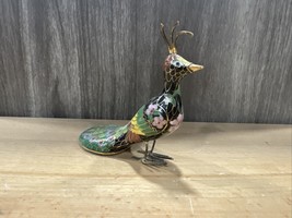 Vintage Cloisonné Enamel Multicolor Small Peacock Figurine - £20.93 GBP