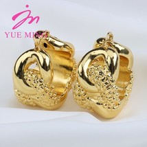 Dubai Gold Color Earrings for Women Gold Plated Hoop Earrings For Bride Design W - £27.13 GBP