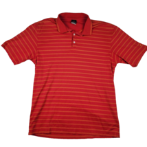 Nike Golf Dri Fit Performance Polo Men&#39;s Large Red Yellow Striped - £15.39 GBP