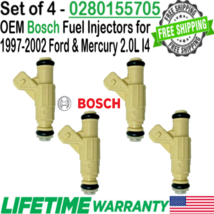 OEM Bosch x4 Fuel Injectors for 1997-2002 Mercury Tracer &amp; Ford Escort 2.0L I4 - £66.10 GBP