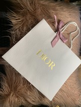 One Dior White Pebbled Textured Gift Bag w/Pink Ribbon Medium 10.5x9x4.5&quot; - £6.28 GBP