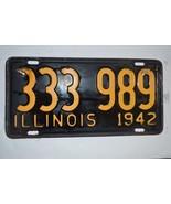 Illinois  1942  License Plates  Heavy metal PAIR  333 989 - $430.70 MXN