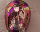 Ornament Holy Family Floral Glitter Double Sided Oval 5&quot; Glass Christmas... - $16.49