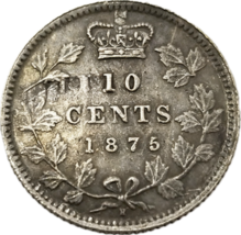Canadá 1875 - 10 centavos &quot;Young Head&quot; Queen Victoria Revival Issue - $18.55 CAD