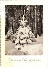 Vtg German Postcard Frohliche Weihnachten (Happy Christmas) Snow Trees  - $4.60
