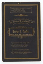 Antique Circa 1880s Two Remembrance Cabinet Cards For George B. Confer 27 yrs - £12.51 GBP