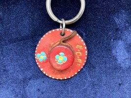 Vintage Red Leather Keyring S.O.B. Keychain Hat Porte-Clés South Of The Border - $8.61