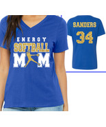 NEW Personalized Softball Mom Glitter Design V-Neck Bella + Canvas T Shirt - £21.94 GBP+