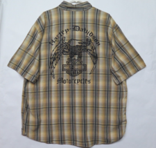 Harley Davidson Mens Shirt Sz XL Short Sleeve Button Front Plaid Cotton ... - £25.92 GBP