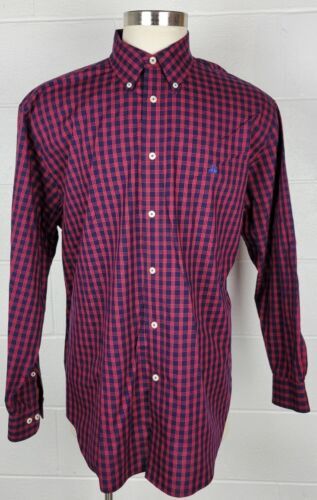 Primary image for Brooks Brothers Red Blue Plaid Button Front Shirt Long Sleeve Regular Cotton XL