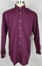 Brooks Brothers Red Blue Plaid Button Front Shirt Long Sleeve Regular Cotton XL - £19.55 GBP