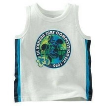 Boys Tank Top Oshkosh White Kahuna Surfs Up Crew Shirt Toddler-size 18 mths - $7.92