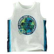 Boys Tank Top Oshkosh White Kahuna Surfs Up Crew Shirt Toddler-size 18 mths - £6.31 GBP