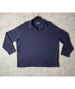 Polo Ralph Lauren Mens Sweater 2XL Navy 1/4 Zip Pullover Small Maroon Pony - £12.81 GBP