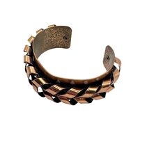 Vintage Copper &amp; Black Woven Chain Cuff Bracelet Adjustable Boho Chic St... - $873.48 MXN