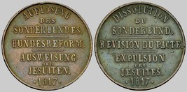 Old Swiss Medal Switzerland Sonderbund War Jesuit Catholic Expulsion Jeton Token - £310.83 GBP