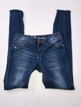 Girls Lee Ankle Crop Blue Destroyed Jeans Sz 12 Adjustable Flowers Embro... - $23.00