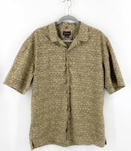 Red Macaw Trading Co Shirt Mens Size XL Button Up Camp Green Tan Printed - $23.76