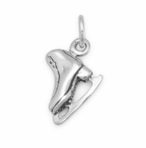 Men Women&#39;s 14K White Gold Polished 3D Ice Skate Shoe Charm Holiday Fashion Gift - £27.41 GBP