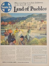 1947 Print Ad Santa Fe Railroad Travel Through Land of Pueblos to California - £15.66 GBP