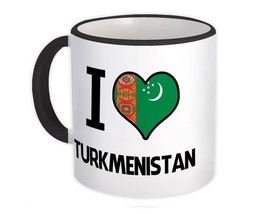 I Love Turkmenistan : Gift Mug Flag Heart Country Crest Turkmen Expat - £12.41 GBP