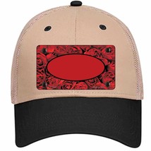 Red Roses With Red Center Oval Novelty Khaki Mesh License Plate Hat - £22.70 GBP