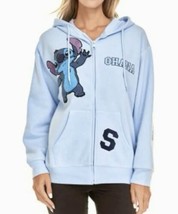 Disney Stitch Ohana  Women’s Blue Full Zip Sweatshirt Hoodie~Chenille Patches  S - £38.60 GBP