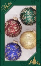 Christmas Glass Balls Ornaments Tree Decoration Hanging Globe Glitter Xmas Set 4 - £26.06 GBP