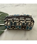 Le Sportsac Small Makeup Case Bag Blue Brown Retro Geometric Print Pouch - $31.39 CAD