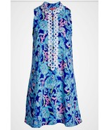 NWT Lilly Pulitzer Jane Shift Dress Corsica Blue Turtle Villa Size 2 Sle... - $174.65 CAD