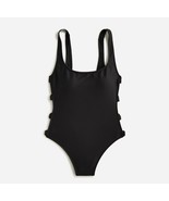 New J Crew Women Black Ribbed Side Bow Cut-out One Piece Swimsuit 8 10 P... - £31.44 GBP