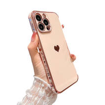 Anymob iPhone Case Peach Love Heart Plating Lens Protection Shockproof Silicone  - £18.24 GBP