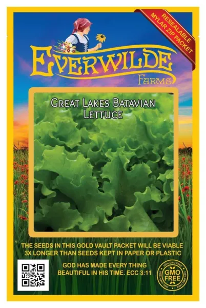 1 Oz Great Lakes Batavian Lettuce Seeds - Everwilde Farms Mylar Seed Packet - £15.12 GBP