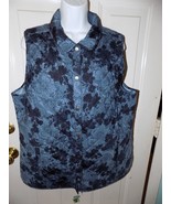 J. Jill Puffer Vest Sleeveless Snap Front Blue Floral Lightweight Size L... - $38.95