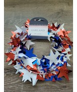 Patriotic Wired Garland  25 Ft Red Silver and Blue Stars - £12.27 GBP