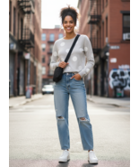 Grace Elements Women&#39;s Polka Dot Crew Neck Sweater Sz XS Gray/White - $14.82