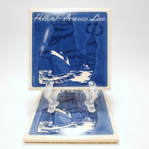 Holland America Poseidon Neptune Tile Coasters Set of 2 Blue Delft Glossy - £10.19 GBP